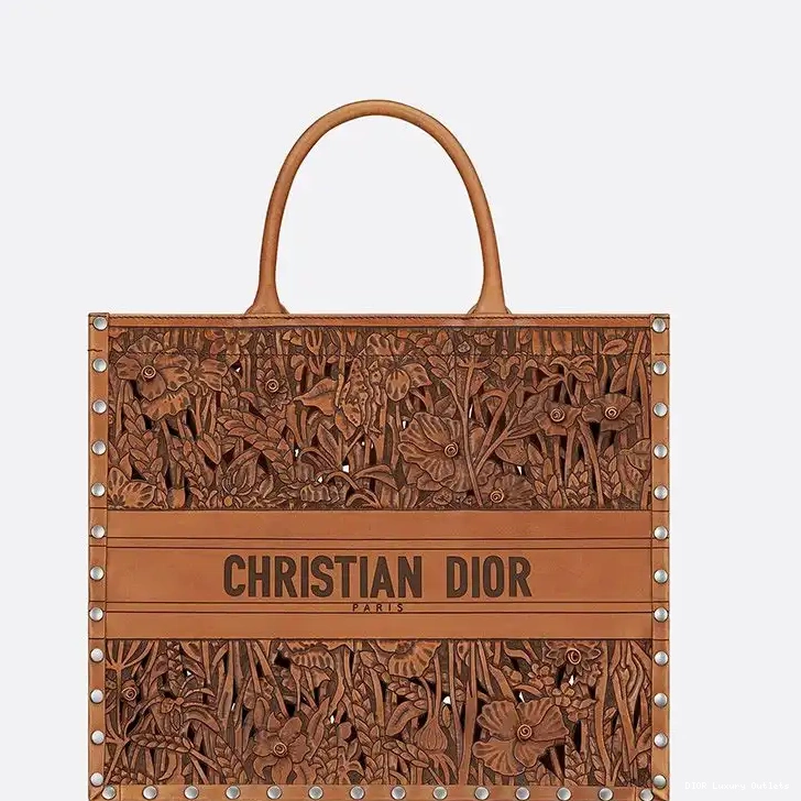 Rosette Book Calfskin Dior Tote Brown 0507 Luxury
